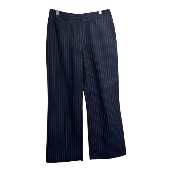 Louben Pants - Portfolio Louben Size 12 Navy Blue Pinstripe Dress Pants Career Office Trousers